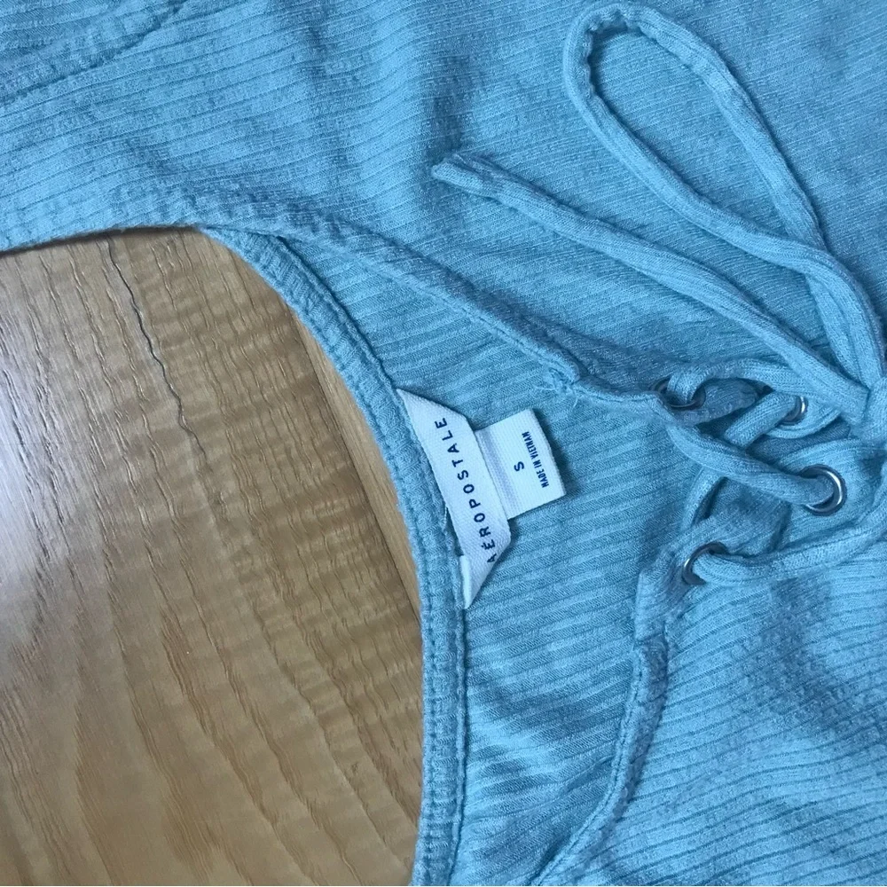 Aeropostale Light Blue Lace-Up Tank Top - Picture 2 of 2